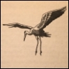 sanguinity: Woodcut of a heron landing (flight of the heron - landing)
