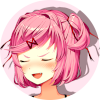 leslit: a small japanese trans girl with pink chin-length hair in a cute style, most of it hanging free but little extra pigtails like puppy ears tied up in ribbons. zer expression is cheeky and playful, looking away with a grin. (natsuki)