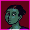 sel_cordel: drawing of a green-skinned, slightly smiling woman with hair bun (Default)