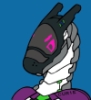 jecook: A headshot of a Synth in gray, black, white, and purple colors. (CUR1E)