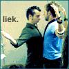 girlpearl: dom and elijah bumping bellies, with text "liek" (liek yay)