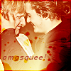 girlpearl: Orlando and Viggo pressing faces together with text "omg squee" (squee)