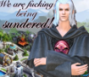 knittenkitten: Hades FFXIV saying "We are fucking being sundered" like those bad mobile ads that say "we are fucking under attack" (under_attack)