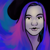 merelydovely: art of a white woman with flowing multicolored hair (hair color)