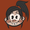 tempural: A smiling bucktoothed girl with a ponytail (Gorl Scout)