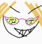 somarysueme: scribbly doodle of a person with a toothy going and pink glasses. the glasses reflect a computer screen. (POWERFUL CODER LADY)