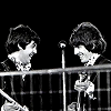 passingbuzzards: 1960s Paul McCartney and George Harrison grinning at each other (beatles: paul + george candlestick park)