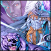 senmut: Drizzt and Guen in front of a faded image of Malice (Forgotten Realms: Drizzt and Guen and Ma)