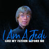 vysila: image of Luke Skywalker with text I am a Jedi like my father before me (Jedi)