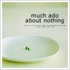 anehan: A plate with two specks of food on it. (Text: Much ado about nothing)