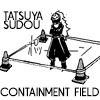 dragonofeternal: Tatsuya Sudou, surrounded by traffic cones and caution tape, with the text Tatsuya Sudou Containment Field (P2→ sudou containment field)