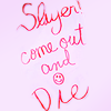 softestbullet: Harmony's pink handwritten note: "Slayer! Come out and die." (BtVS/ in harm's way)