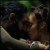 voleuse: a South Asian man and a Black woman press their foreheads together, looking intimate (willow | boorman/scorpia)