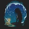 setenaya: a shadowed figure sits by the mouth of a cave with a candle (portal)