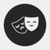 katwiththeglasses: A picture of stylized comedy & tragedy masks in white, on a charcoal grey background. (pic#16259253)