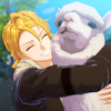 sarajayechan: Amber hugging an alpaca and smiling ([FE Engage] Amber)