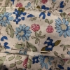 sfred: floral fabric close-up with a pin and some hand stitches (sewing)