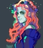 sugarsweetromantic: a digital drawing of ZombieCleo, a red-haired zombie with a blue flower crown (pic#16378669)