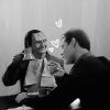 aurumcalendula: grayscale image of Garak and Bashir from Deep Space Nine having lunch (lunch date)