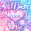 setsuntamew: the names "Killian" and "Liz" with a heart between them and a sparkly pink blue and purple background (custom → 10)