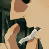 dragonofeternal: A closeup of Wolfwood's mouth. A crumbled cigarette dangles from his lips (Trigun→ Wolfwood smokes)