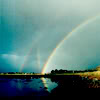 sloth: a rainbow and a shadow rainbow  (double rainbows side by side)