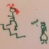 hokuton_punch: Stick figure art of Gojyo from Saiyuki climbing stairs while Kami-sama says, "Nice." (saiyuki daegaer nice)