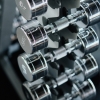 octahedrite: silver dumbbells on rack (gym_dumbbells)