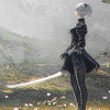 luketear: 2B from Nier Automata holding her sword and facing left. (Weight of the World)