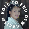 mekare: Nihuang surrounded by border text: "Vote to end OTW racism" (End OTW racism vote Nihuang)
