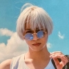 heysaykitkat: Yaotome Hikaru with dyed white hair and sunglasses, faded out. From anan. (八乙女光; vintage)