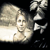 militarypenguin: A brightly-lit, smiling Mary, contrasted against the profile of a somber James, his own features cast in shadow, from Silent Hill 2. (Silent Hill - end)