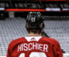 starryjinsouls: A shot of the back of the new jersey devil's captain, Nico Hischier, wearing his jersey and helmet (Nico Hischier playoffs)