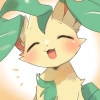 pearli_xp: Photo of a yellow and green leaf fox creature from the game called pokemon (leafeon)