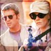 misbegotten: Sam Carter and Daniel Jackson in work clothes (SG1 Sam and Daniel in Camo)