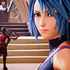 onegrownup: Aqua looks back at the camera from over her shoulder, looking serious (Look back)