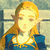 linky: Zelda smiling towards the viewer in her Royal blue attire. (Botw - Zelda Smile)