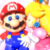sarajayechan: Peach kissing Mario on the cheek as thanks for saving her from Booster ([SMRPG] Mario/Peach)