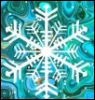 queer_scribbling: A white snowflake against a background of aqua and teal geode-like swirls. (fandom snowflake challenge)