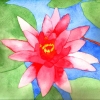 fractoluminescence: Watercolor painting of a pink lotus flower - colors are very saturated (Default)