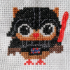 celli: A cross stitch of Darth Vader as a Hootie owl (Hootie Vader cross stitch)