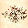 sheliak: A flock of watercolor sparrows eating seeds. (sparrows)