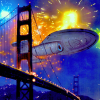 lilly_c: USS Voyager flying over Golden Gate Bridge in San Francisco (USS Voyager)