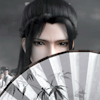 shanaqui: A dark-haired man hiding his expression behind a white handheld fan. ((Shen Qingqiu) Fan)