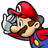 mamamias: Mario searching, hand cupped over his eyes. (searching for pasta)