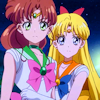 sarajayechan: Sailor Venus with her arm wrapped around Sailor Jupiter's waist ([Sailor Moon] Makoto/Minako)