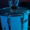 littledrummrboy: Whiskey in a tapered rocks glass sitting atop the batter head of a marching snare drum. (drum, whiskey)