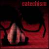 catechism: disguise glasses with nose, mustache & bushy eyebrows on a red background (in disguise)