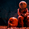 reeby10: sam sitting next to a jack o lantern (trick r treat)
