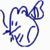 supermouse: Simple blue linedrawing of a stylised superhero mouse facing left (Default)